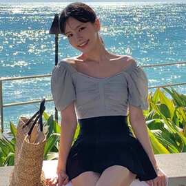 韩版游泳衣女款2024新款连体保守裙式遮肚显瘦感女士温泉度假