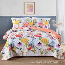 外贸原单全棉多功能夏凉被欧美风格床盖夹棉绗缝被空调被三件套