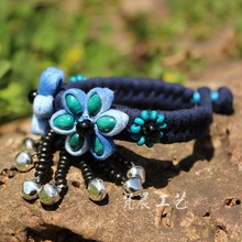 蓝染手链 民族风扎染蓝染布艺手镯女式手环手链