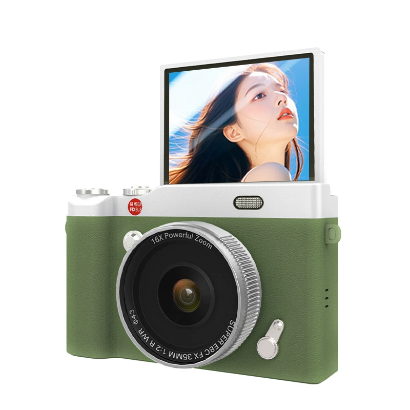 Фотоаппарат Flip-Screen CCD цифровой, 4K видео, автофокус AF, ретро-портативный дизайн