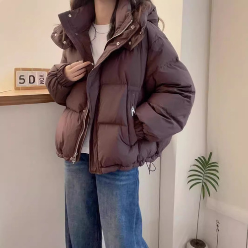 Women's Cotton Jacket for Autumn/Winter 2025, Short Style, Korean Version, Plus Size, Loose Fit, Hooded Fashionable Warm Casual Outerwear for Petite Women