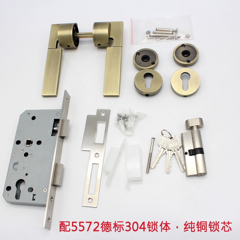 Cerradura de puerta interior de madera personalizada, silenciosa, estilo japonés, con manija sólida dividida de aleación de zinc, cerradura magnética silenciosa para interiores.