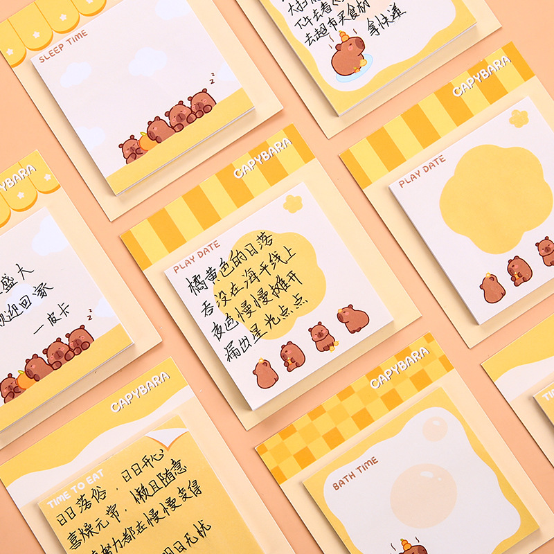 Capibala estudiantes adorables pegatinas de notas de alto valor facial pegatinas se pueden desgarrar con pegatinas adhesivas para uso de oficina