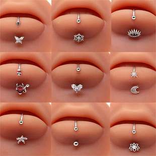Gaby European and American Cross-border Eye Lip Ring Stainless Steel Lip Ring Lip Nail Lotus Heart-shaped Devil Butterfly Moon Lip Nail