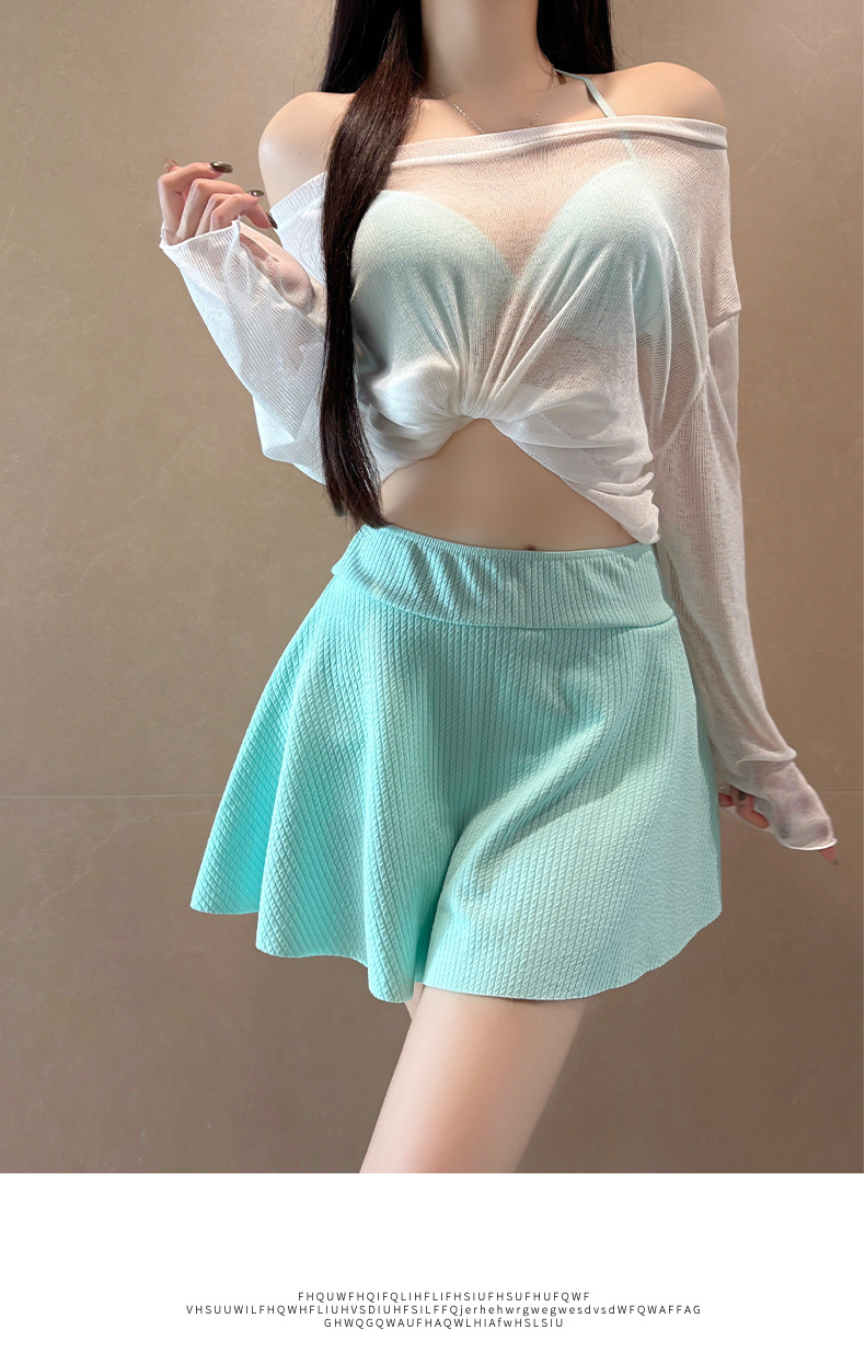 Plus Size Swimwear 3-Piece Set Tummy Control Bikini With Underwire & Long Sleeve Cover-Up For Women_ecoleips.com