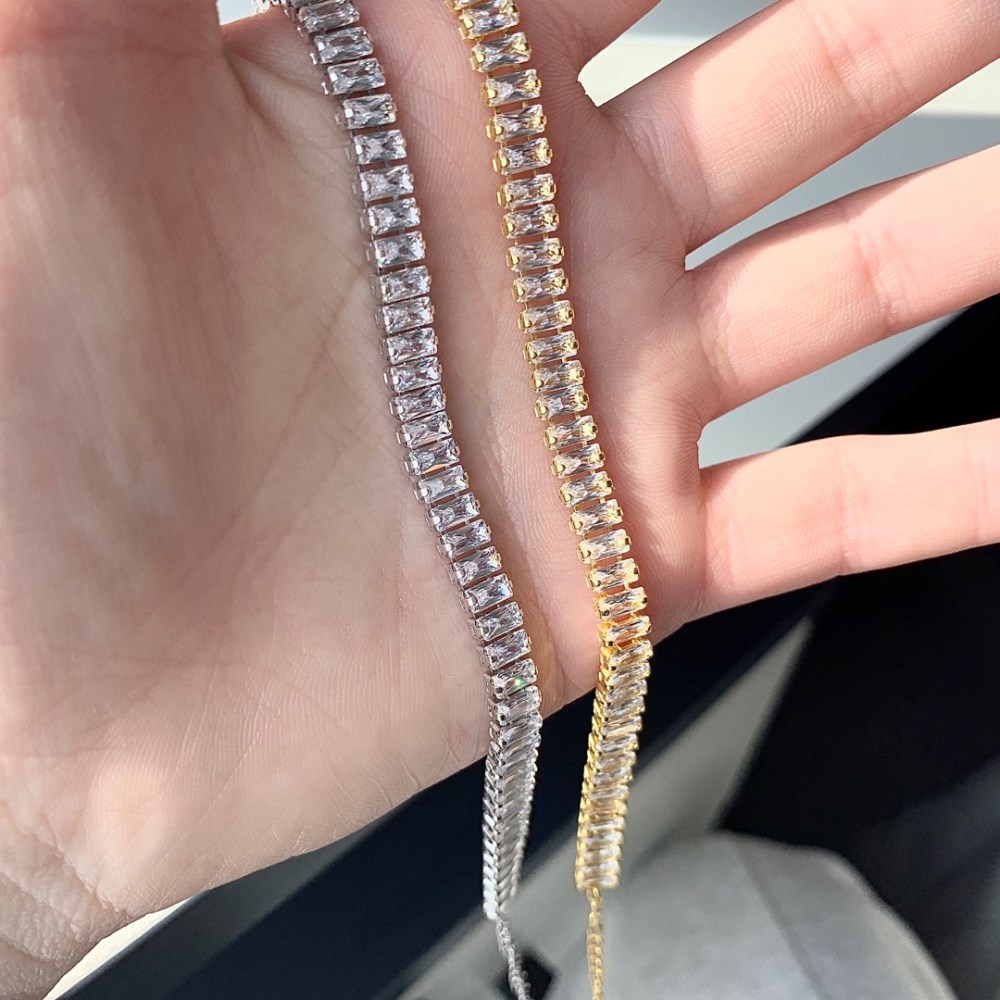 Simple Style Geometric Sterling Silver Inlay Zircon Bracelets 1 Piece