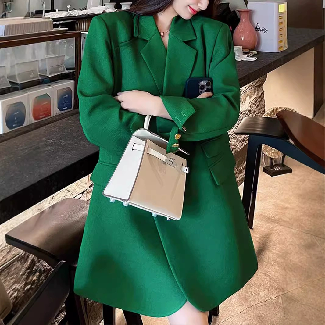 Весенний и осенний новый женский зеленый пиджак