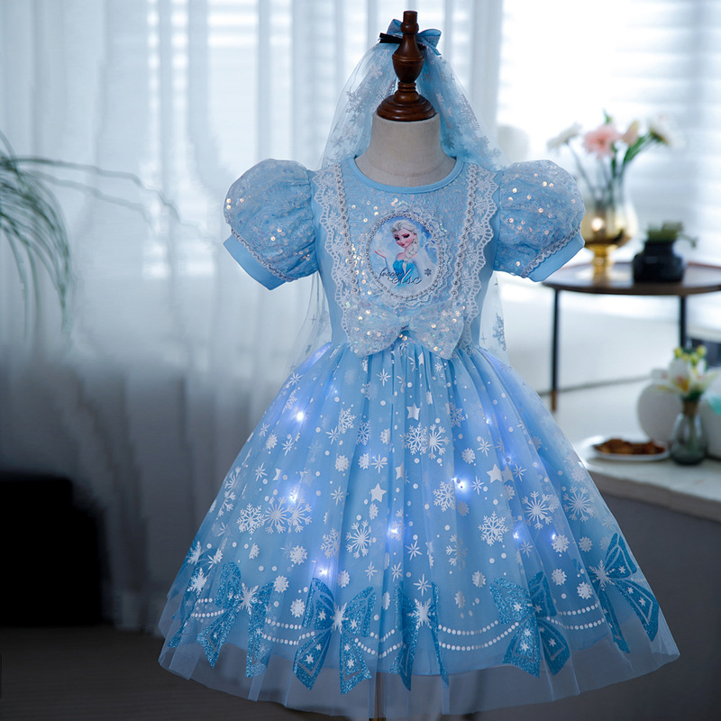 Summer Aisha Glow Dress Frozen Aisha Princess Dress with Light 3-8 Aisha Little Girl Dress