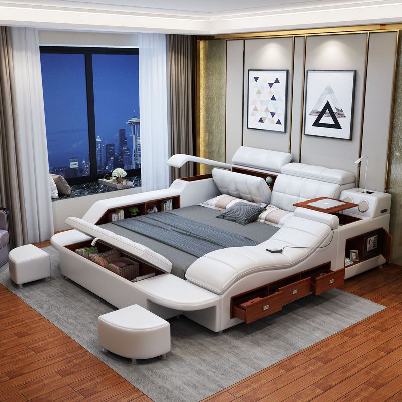 榻榻米皮床床双人床1.8米多功能按摩储物婚床皮艺床