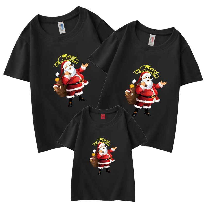 Nuevo año Navidad rojo padre-hijo ropa 2024 nueva familia de dibujos animados gordo anciano tres o cuatro Camiseta de manga corta Madre y Niña
