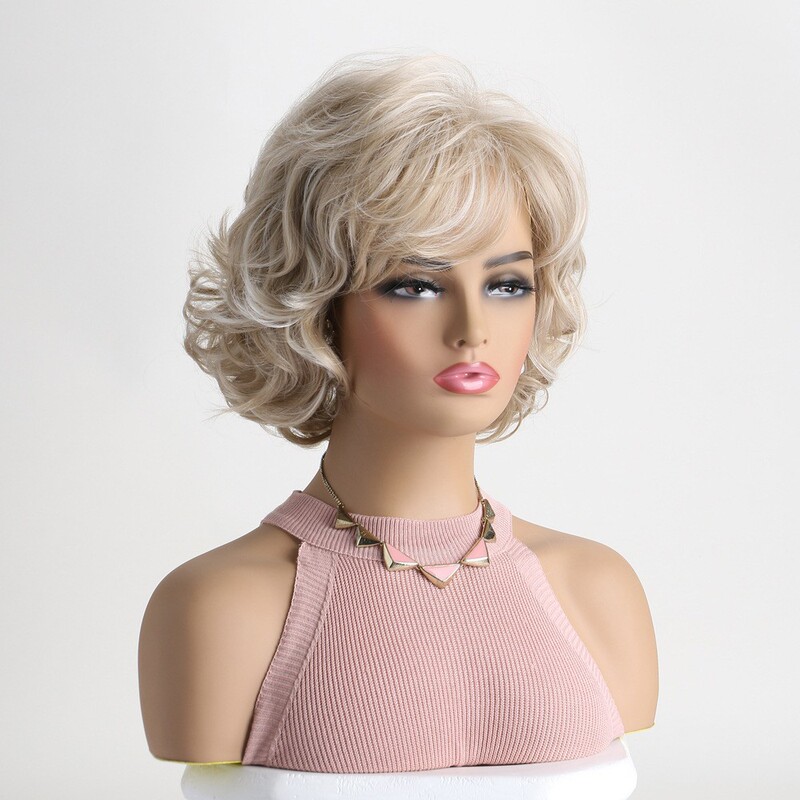 Aliexpress Hot-Selling European and American Wigs, Fashionable and Realistic, Short Curly Synthetic Hair Wigs with Side Bangs, Direct Sales from the Manufacturer Aliexpress Hot-Selling European and American Wigs, Fashionable and Realistic, Short Curly Synthetic Hair Wigs with Side Bangs, Direct Sales from the Manufacturer