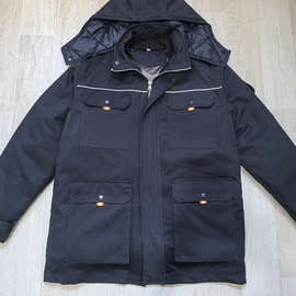 冬季纯棉工作服棉服加厚带帽可拆卸工厂车间国网电网防寒保暖棉服