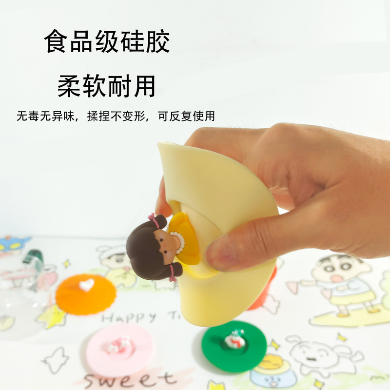 漫画立体シリコンカップカバー食品級汎用防塵カップカバー耐高温セラミックマグカップカバーティーカップ蓋|undefined