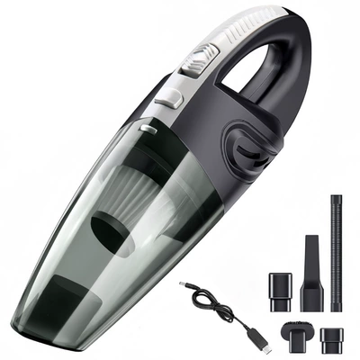 Wireless Car Vacuum Cleaner High Power 120W Car Home Dual-Use Handheld Rechargeable Dry and Wet Large Suction English Cross-Border (Tozsoranlar) - black-silver-usb-matte-color