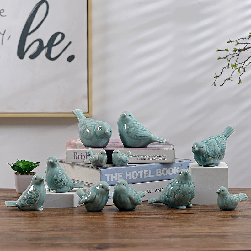 Европейский стиль микро-ландшафтный трансграничный керамический украшения бутик фарфоровый ажурный пара птиц маленькие животные украшения завод прямых продаж