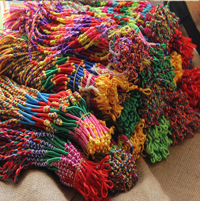 端午节五彩绳手链彩色民族风编织线平安转运五彩绳手链绳厂家批发