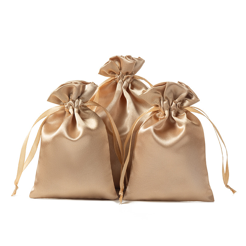 跨境加厚贡缎收纳袋抽绳束口袋高级感仿真丝绸色丁珠宝首饰收纳包