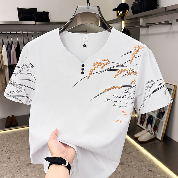 Summer trend short sleeve T-shirt with a round collar