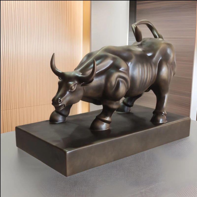 厂家专业定制玻璃钢仿铜牛动物雕塑园林景观摆件