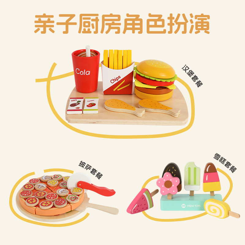 Set hamburguesa + pizza + helado