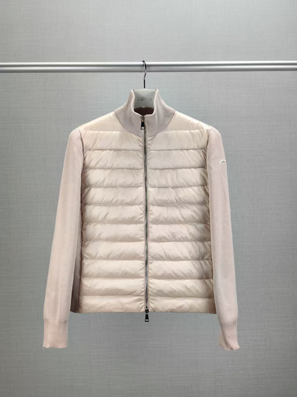 蒙家25ss M家新款纯色立领针织拼接拉链长袖羽绒服外套女款|undefined