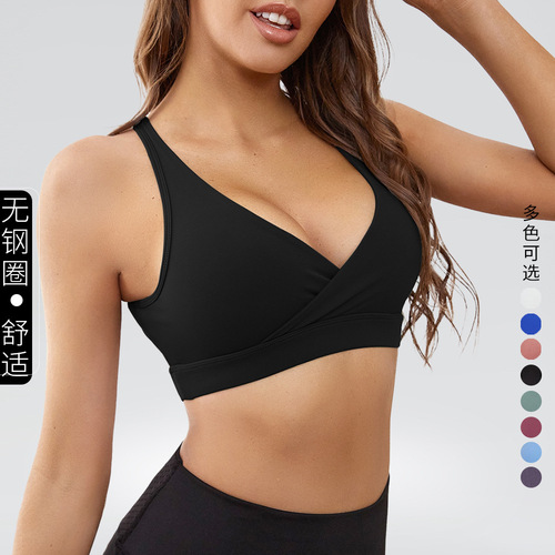 !  European and American new style non-wired sports bra for women running shock-proof fitness back yoga sports bra