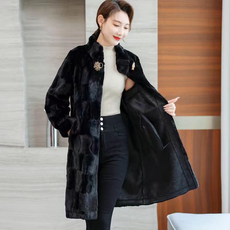 Haining fur coat, mink coat, women's mink cashmere jacket, plus size, winter style, fur-lined.