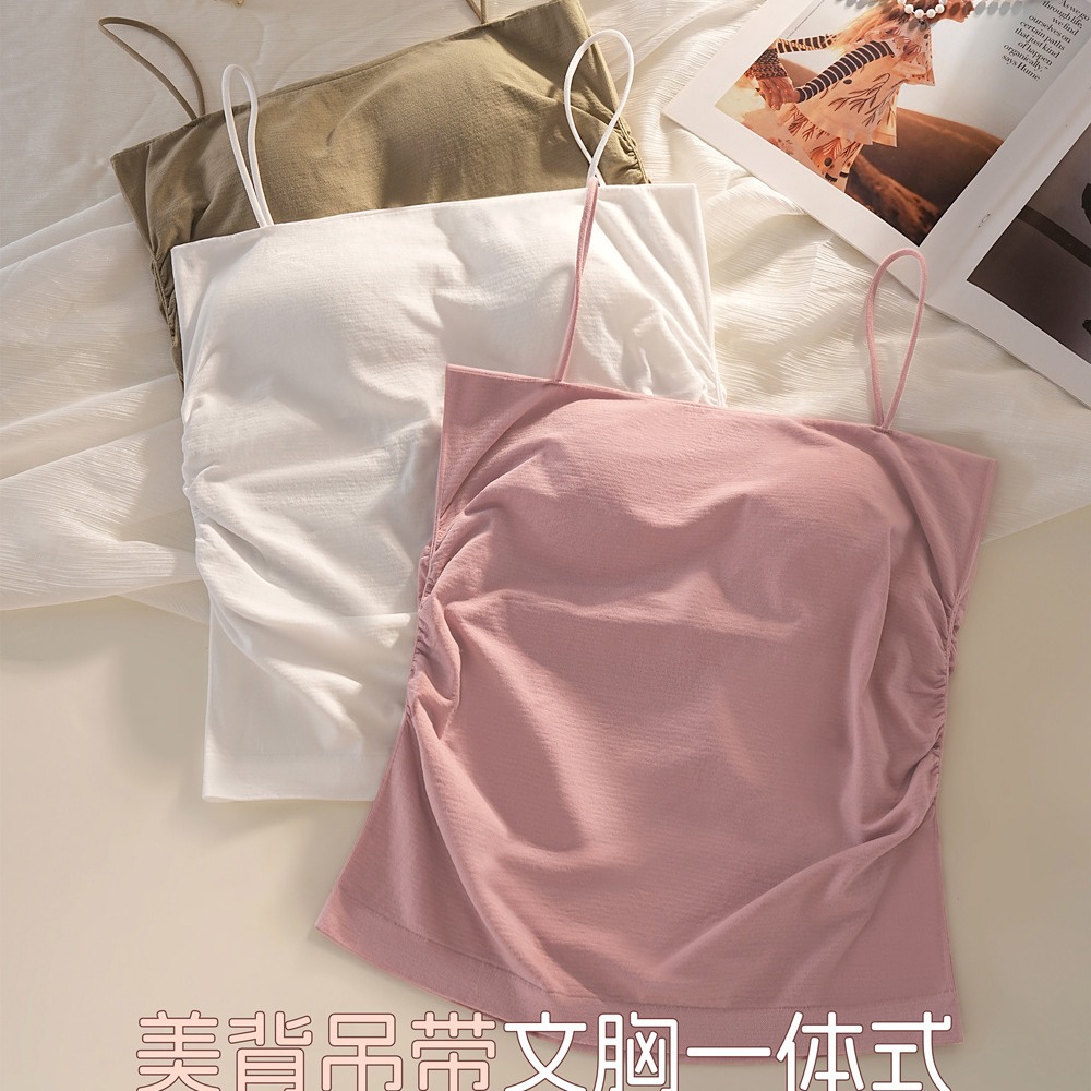 Camisola de espalda de belleza de verano, taza fija de una pieza para mujer