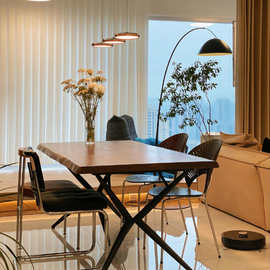 美式实木长方形餐桌铁艺复古工业风咖啡休闲桌子家用办公大长桌