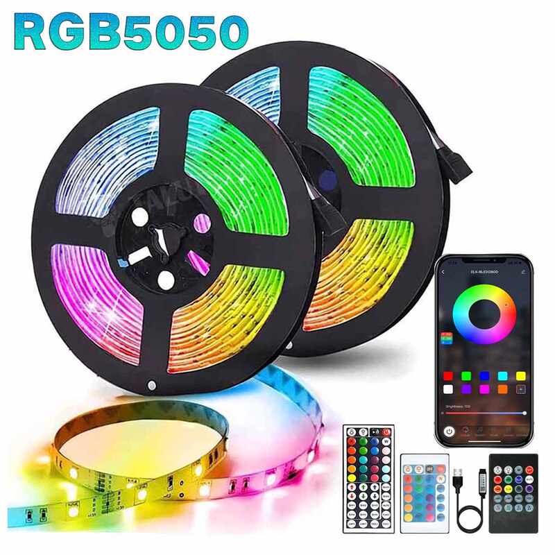 Cross-Border Led5050 Light Strip 5V Colorful Rgb Remote Control USB Bluetooth Voice Control Set Bedroom Atmosphere Decorative Light Strip