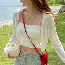 防晒开衫针织外套女2024夏季薄款吊带裙外搭罩衫冰丝短款坎肩外套