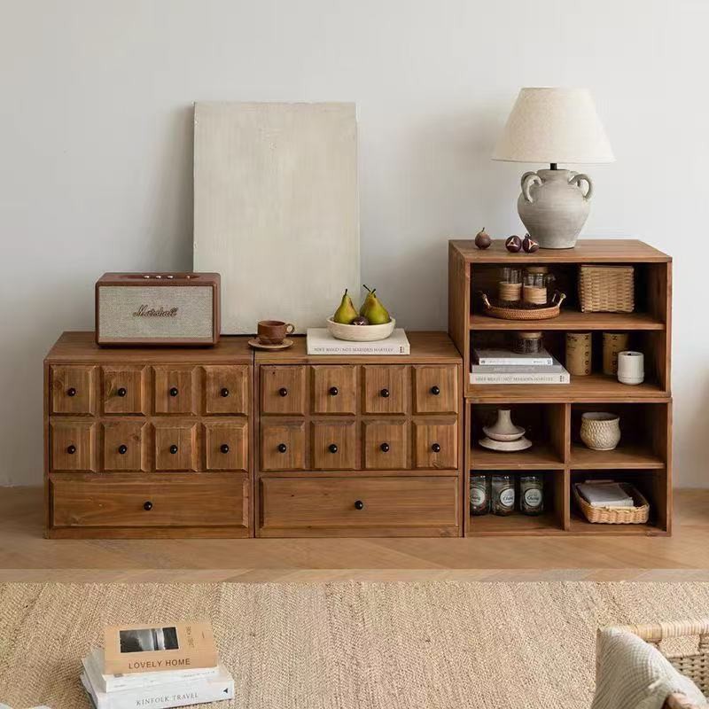 New Chinese Style Old Elm Bedside Table Home Living Room Bedroom Storage Cabinet Retro Hotel B&B Sideboard Cupboard