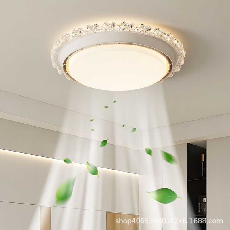 Bladeless Fan Lamp Bedroom Ceiling Lamp Round Modern Simple Elegant Creative Restaurant Air Circulation Offline Voice