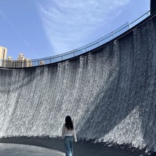 大型潮汐瀑布水景景观水景水幕墙户外流水墙反重力瀑布造景