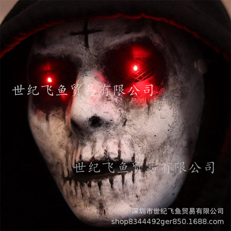 Peces voladores Halloween demonio asesino horror máscara demonio LED máscara luminosa casa encantada Cámara accesorios Grim Reaper cara