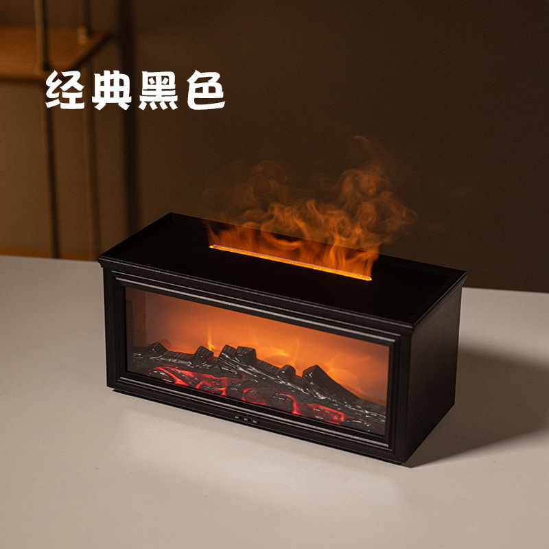 跨境热销火焰香薰机复古3D立体壁炉式七彩氛围火焰超声雾化香薰机|undefined