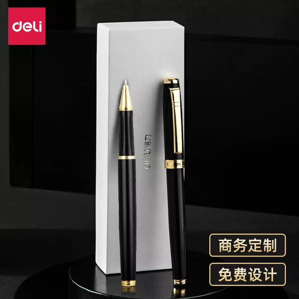 Customized Deli S86 Signature Pen 0.5mm Black Bullet Business Office Ball Pen Student Calligraphy Pen Neutral