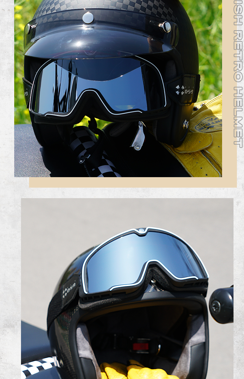 Motorcycle Helmet Men's Carbon Fiber Retro Half Helmet Women's Summer
