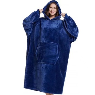 Huggle Hoodie Cross-Border 750 Home Fleece Hooded Lazy Nightgown Sweatshirt Pajamas Outer Tv Blanket