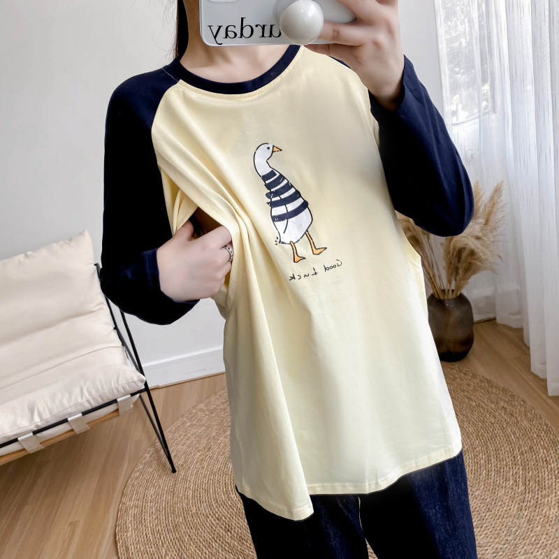9181 breastfeeding out hot mom fashion T-shirt spring and autumn women's postpartum long sleeve raglan sleeve nursing clothes fashionable mom