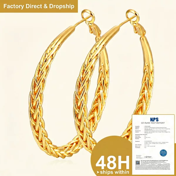 Amazon Cross-Border New Thick Spiral Earrings Large Circle Earrings Gold and Silver Earrings Women's Earrings Jewelry
