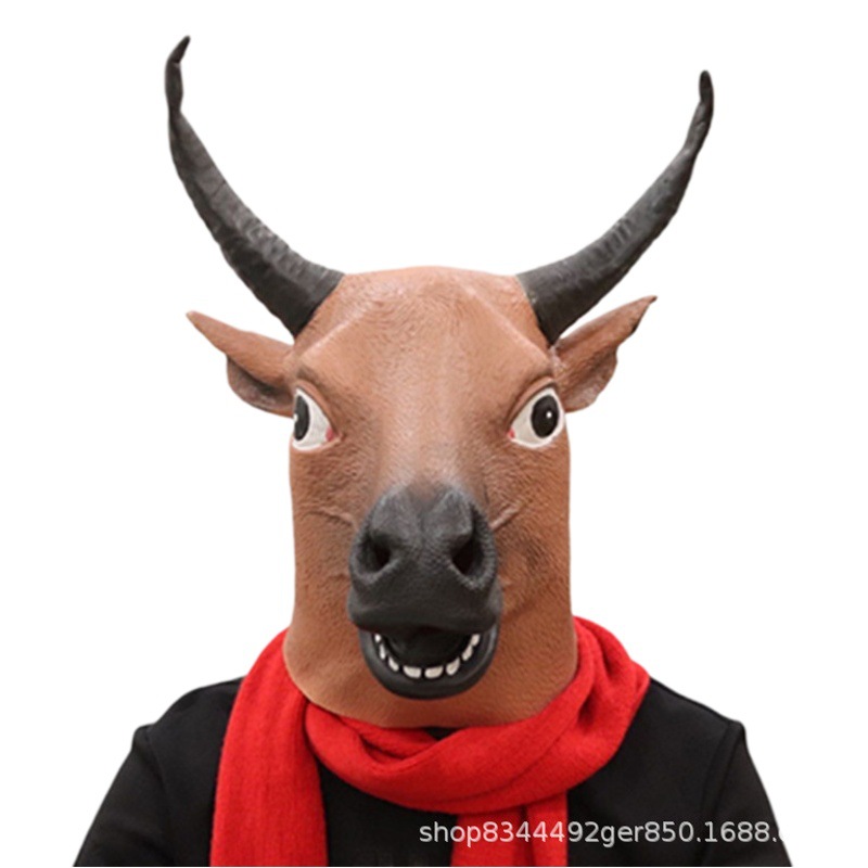 Cubierta de la Cabeza de Vaca máscara animal Oro Negro vaca marrón caballo lindo dibujos animados vaca diablo Halloween mascarada accesorios de rendimiento