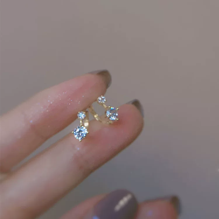 Small Korean-Style Earrings, Light Luxury Minimalist Drop, Gold or Silver, Lightweight
