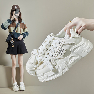 Ins K-Style New Dad Shoes for Women 2025 Spring Student Sports Running Shoes Casual Thick Soles Increased C-5503