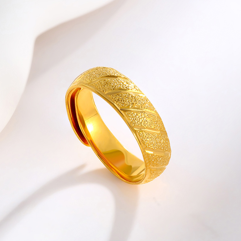 Anillo Abierto Electrochapado de Joyería Xuping para Hombre con Tallado de Arena Brillante, Anillo Ajustable, Joyería de Moda Transfronteriza para Mujer