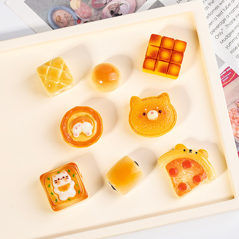 树脂配件卡通仿真蛋挞面包食玩 diy奶油胶手机壳贴片冰箱贴材料