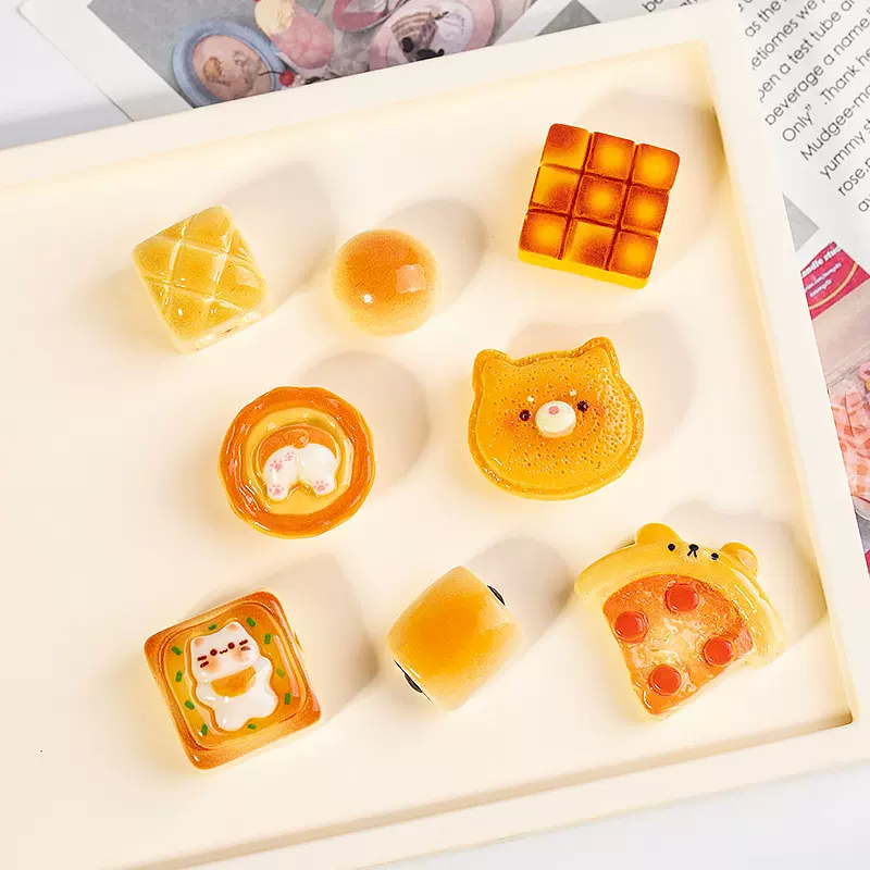 树脂配件卡通仿真蛋挞面包食玩 diy奶油胶手机壳贴片冰箱贴材料