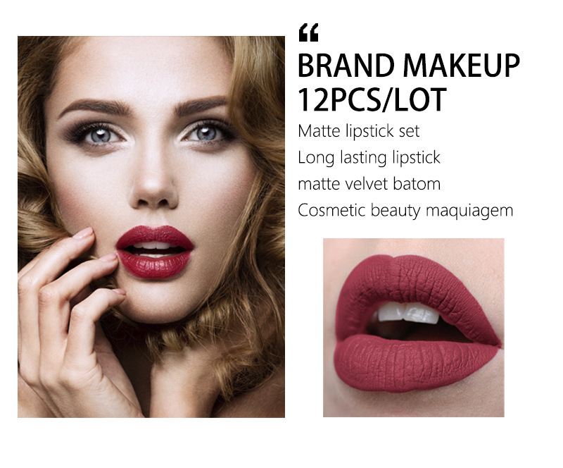 Langmanni 12-tube Velvet matte Lipstick Set, non-stick cup matte black tube lipstick Amazon Item Picture