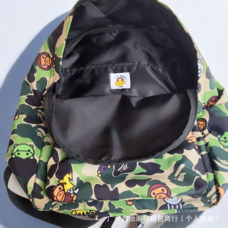Bape バックパック迷彩漫画レターバックパック学生男性と女性のカップル多用途スクールバッグカジュアルファッショントレンディなブランド|undefined