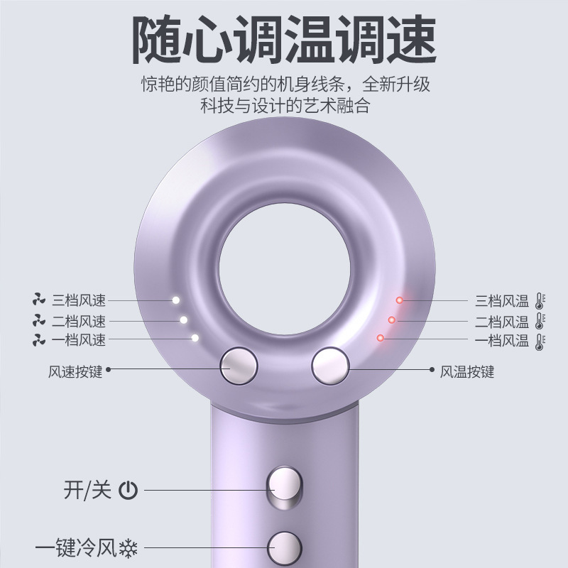 跨境厂家高速无叶电吹风机家用蓝光护发发廊理发店无刷电机吹风筒|undefined
